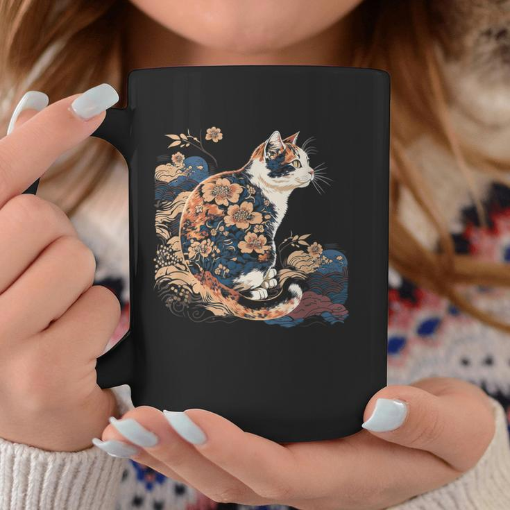 Surrealism Japanese Painting Calico Cat Coffee Mug Unique Gifts
