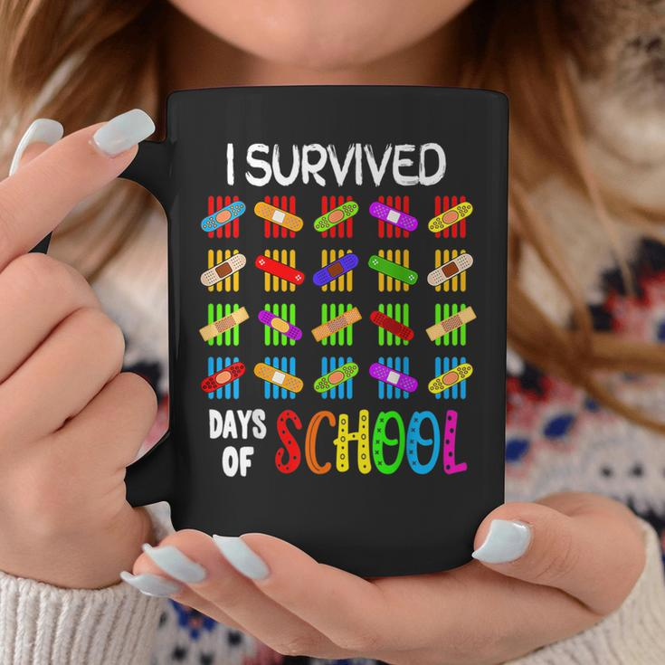 I Survived 100 Days Of School Teacher & Kids Band Aid Coffee Mug Unique Gifts