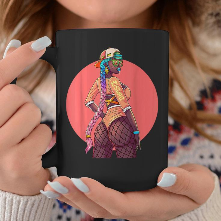 Swag Girl Boss Blue Lips Sexy Fashion Booty Pink Hair Coffee Mug Unique Gifts