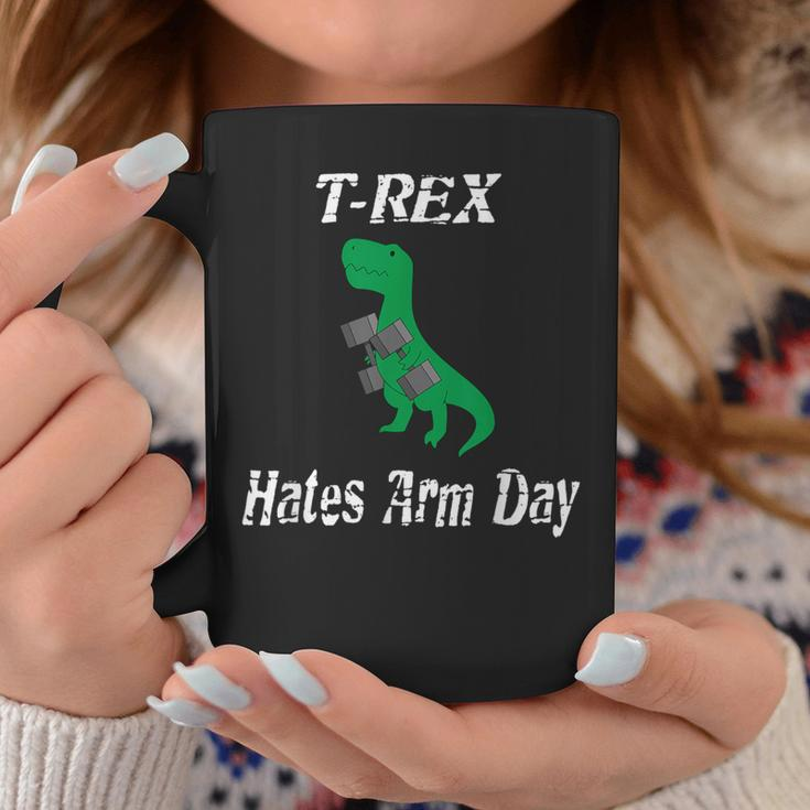 T-Rex Hates Arm Days Humorous Dinosaur Weight Lifting Coffee Mug Unique Gifts