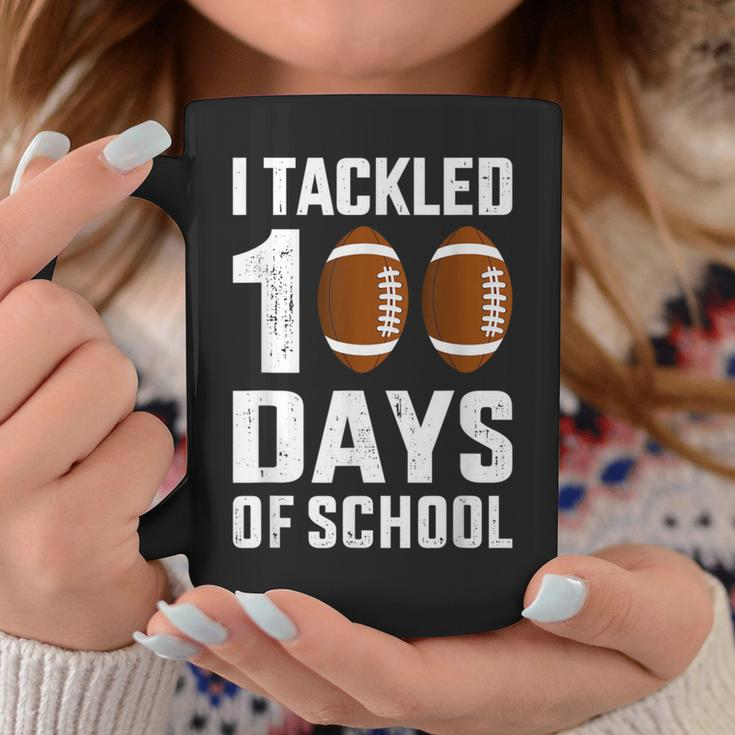 I Tackled 100 Days School 100Th Day Football Student Teacher Coffee Mug Unique Gifts