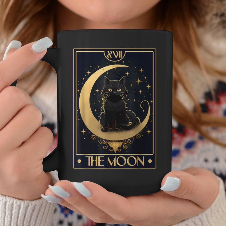 Tarot Card The Crescent Moon Black Cat Gothic Trendy Women Coffee Mug Unique Gifts