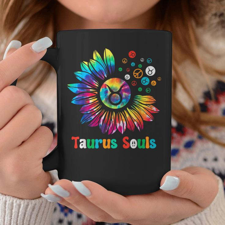 Taurus Souls Zodiac Tie Dye Sunflower Peace Sign Groovy Coffee Mug Unique Gifts