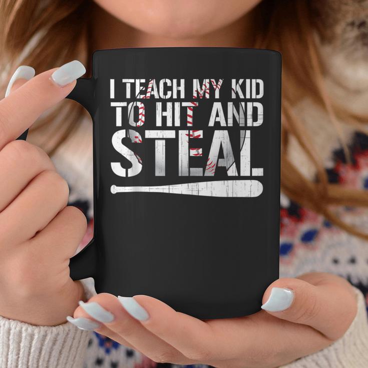 I Teach My Kid To Hit & Steal Dad & Mom's Baseball Boy Coffee Mug Unique Gifts