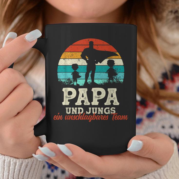 Team Papa Zwei Söhne Kinder Jungsatertag Bester Super Papa Tassen Lustige Geschenke