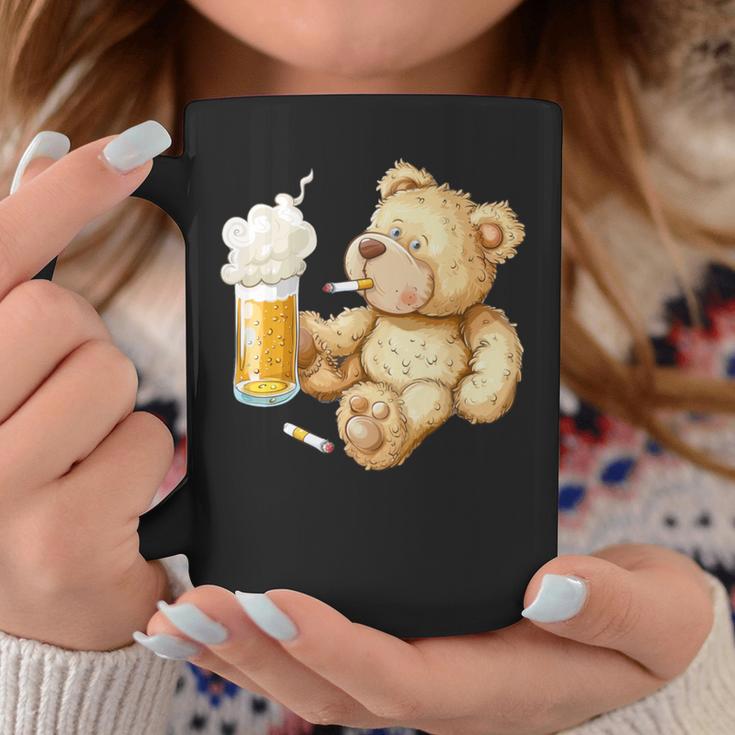 Teddy Bear Smokes And Drinks Beer For Men's Day Father's Day Coffee Mug Unique Gifts