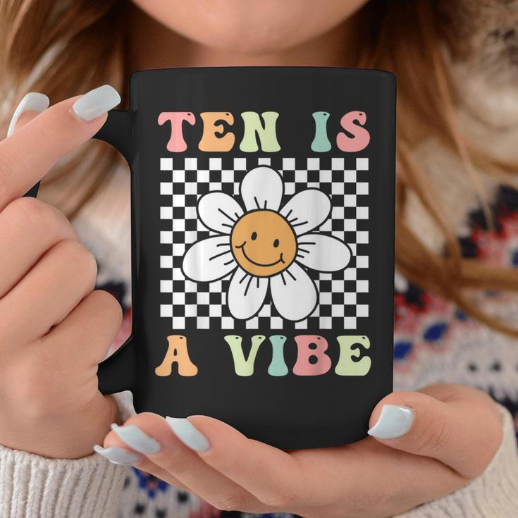 Ten Is A Vibe Cute Groovy 10Th Birthday Party Daisy Flower Coffee Mug Funny Gifts