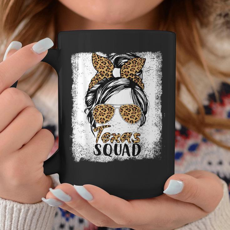 Texas Squad Summer Girls Trip 2024 Messy Bun Leopard Coffee Mug Unique Gifts