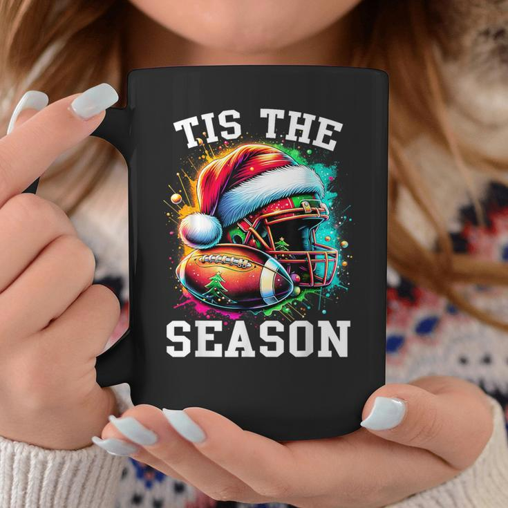 Tis The Season Football Mom Christmas Santa Hat Colorful Coffee Mug Unique Gifts