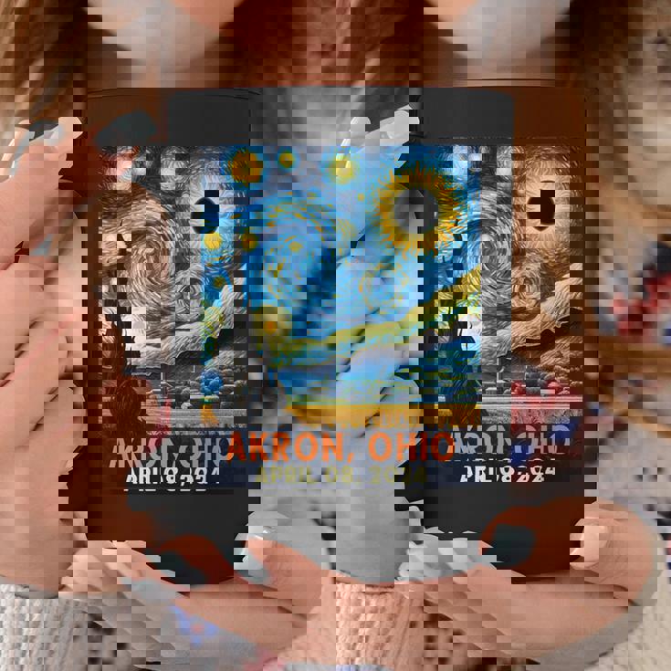 Total Solar Eclipse 2024 Akron Ohio Starry Night Van Gogh Coffee Mug Unique Gifts