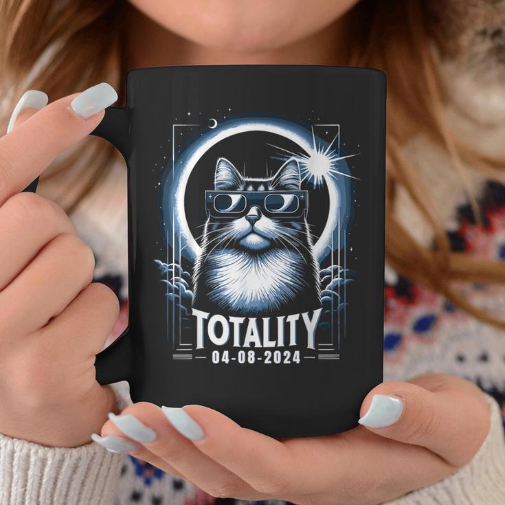 Total Solar Eclipse 2024 Cat Wearing Glasses Totality Cat Coffee Mug Unique Gifts