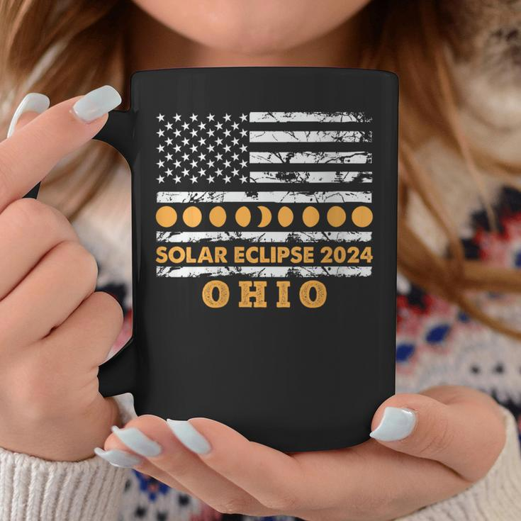 Total Solar Eclipse 2024 Ohio America Usa Flag Totality Coffee Mug Personalized Gifts