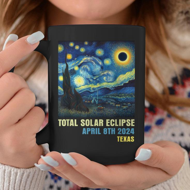 Total Solar Eclipse 2024 Texas State Starry Night Painting Coffee Mug Unique Gifts