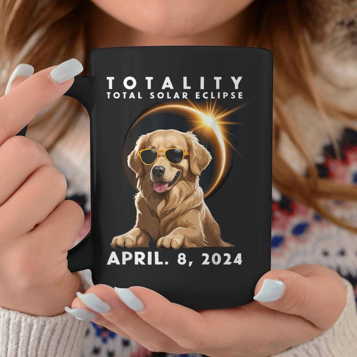 Total Solar Eclipse April 8 2024 Dog Golden Retriever Lover Coffee Mug Unique Gifts
