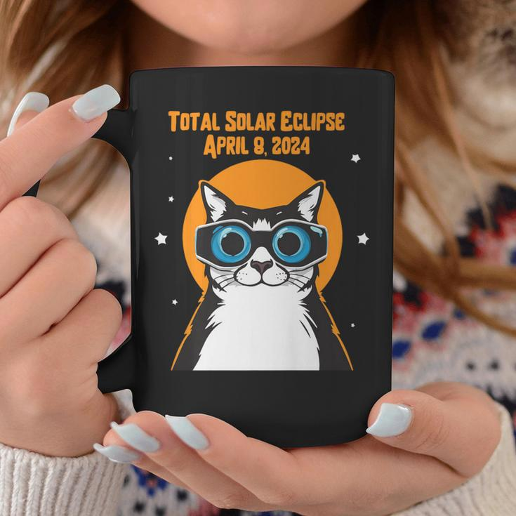 Total Solar Eclipse April 8Th 2024 Cat Wearing Eclipse Glass Coffee Mug Unique Gifts
