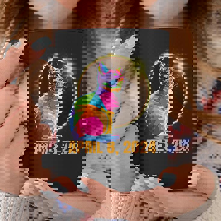 Total Solar Eclipse Cat Glasses April 8 2024 Novelty Coffee Mug Personalized Gifts
