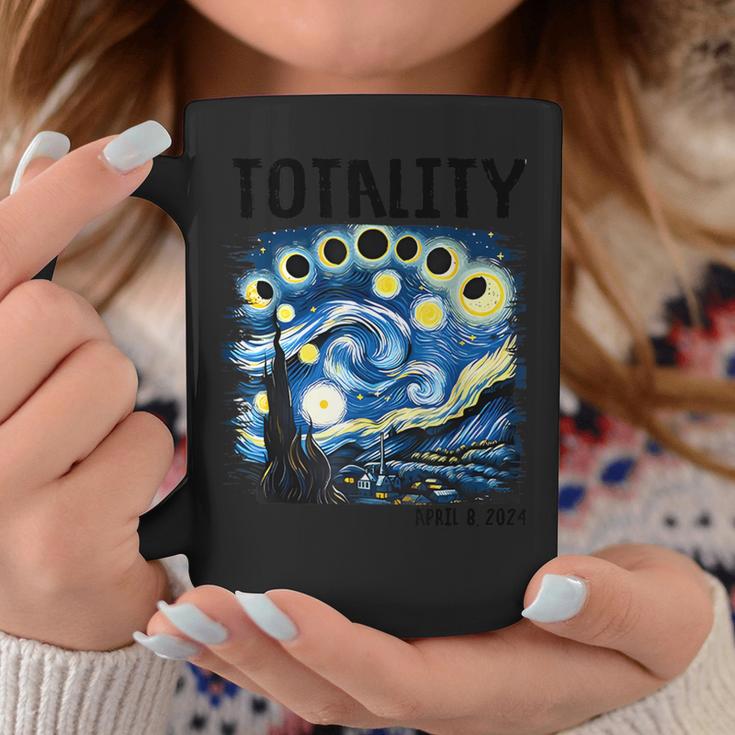 Totality Solar Eclipse Starry 2024 Night Van April 8 Gogh Coffee Mug Unique Gifts