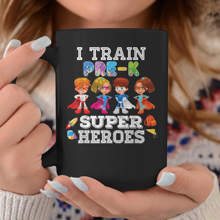 I Train Pre-K Superheroes Back To School Teacher Kid Coffee Mug Unique Gifts