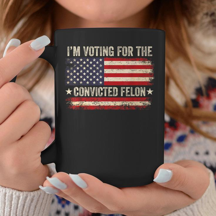Trump 24 I'm Voting For The Convicted Felon Us Flag Vintage Coffee Mug Unique Gifts