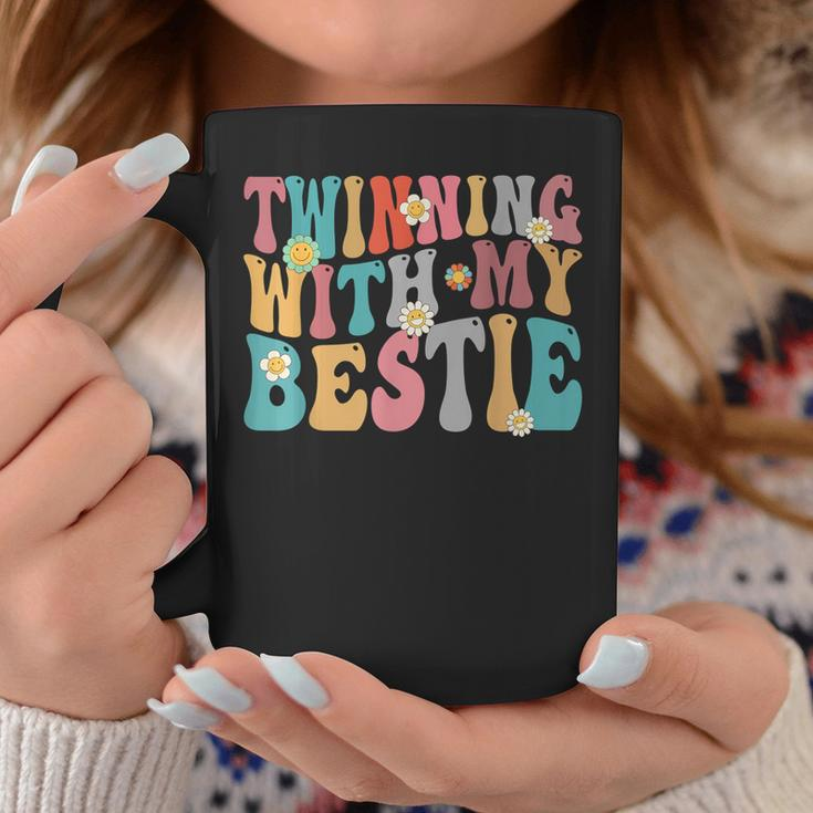 Twinning With My Bestie Spirit Week Twin Day Groovy Coffee Mug Funny Gifts