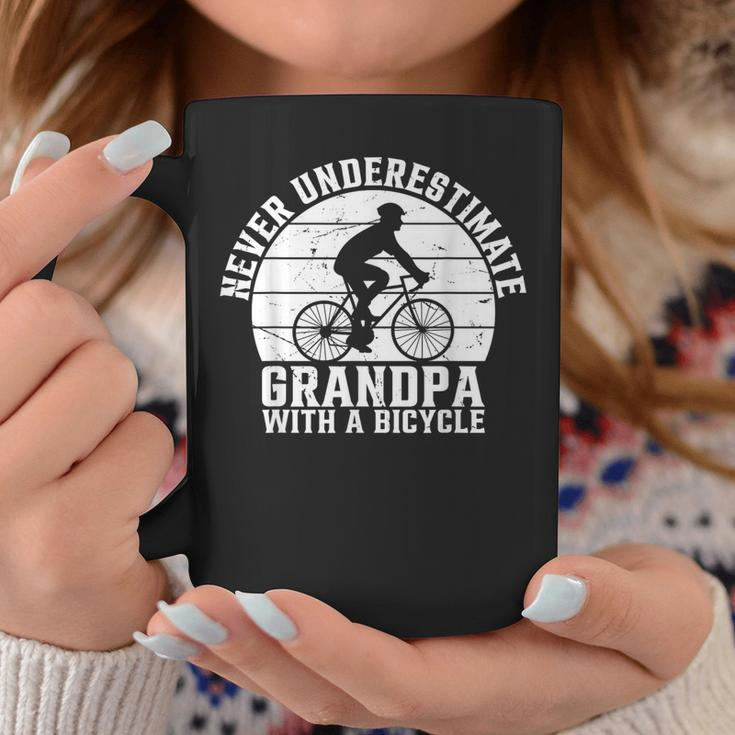 Never Underestimate Grandpa With A Bicycle Racing Bike Coffee Mug Unique Gifts