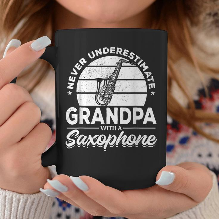 Never Underestimate Grandpa With A Saxophone Sax Player Coffee Mug Unique Gifts