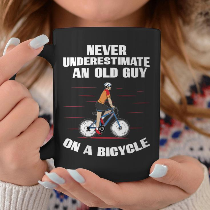 Never Underestimate An Old Guy On A Bicycle Fathers Day Coffee Mug Personalized Gifts
