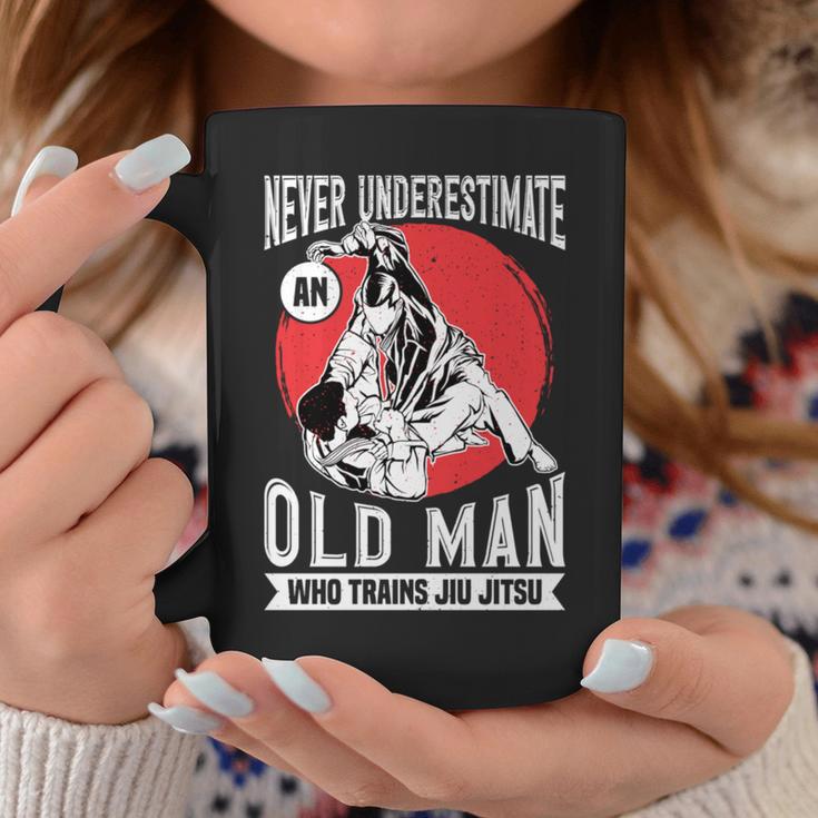 Never Underestimate An Old Guy Who Trains Jiu Jitsu Coffee Mug Unique Gifts