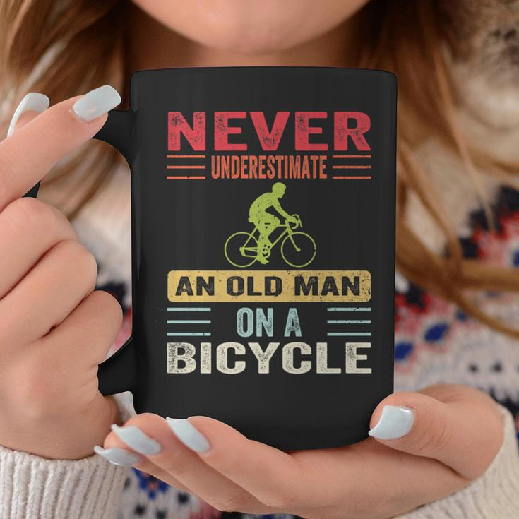 Never Underestimate An Old Man On A Bicycle Cycling Retro Coffee Mug Unique Gifts