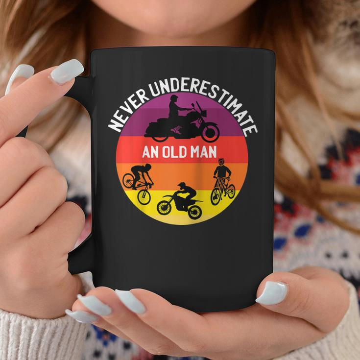 Never Underestimate An Old Man On A Bicycle Dirt Bike Coffee Mug Personalized Gifts