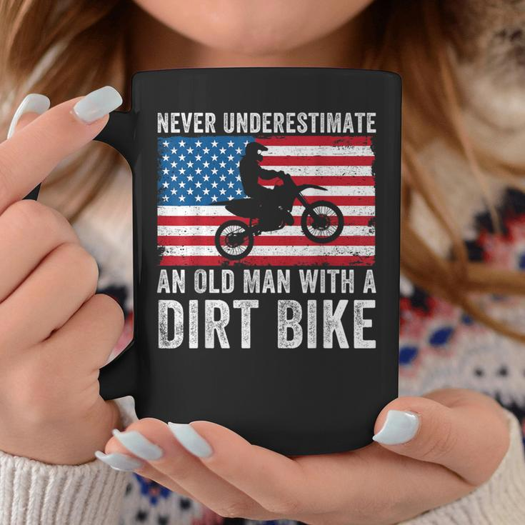 Never Underestimate An Old Man With A Dirt Bike Grandpa Dad Coffee Mug Unique Gifts
