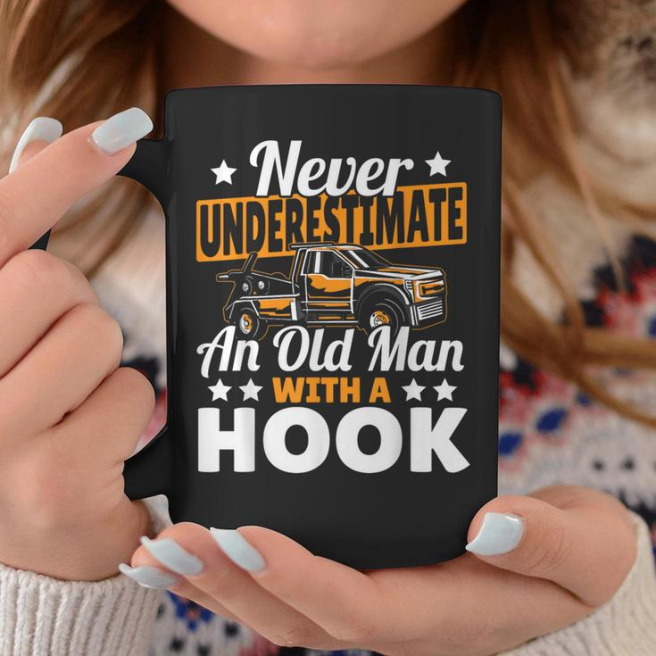 Never Underestimate An Old Man With Hook Tow Truck Driver Coffee Mug Unique Gifts