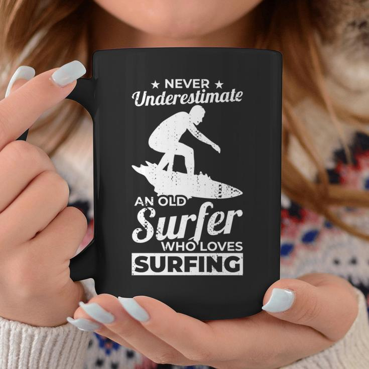 Never Underestimate An Old Surfer Surfing Grandpa Coffee Mug Unique Gifts