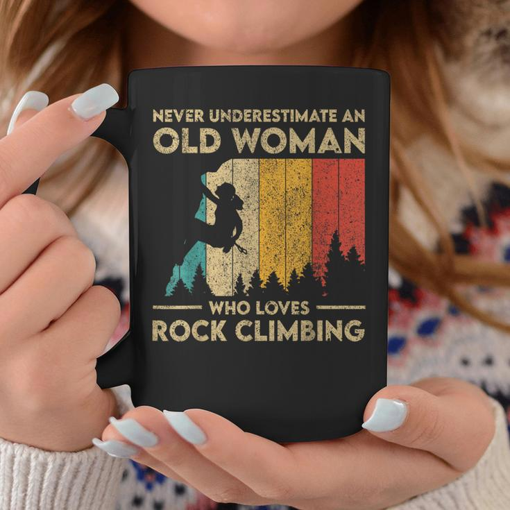 Never Underestimate An Old Woman Rock Climbing Bouldering Coffee Mug Unique Gifts