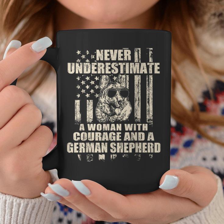 Never Underestimate Woman And A German Shepherd Usa Flag T-S Coffee Mug Unique Gifts