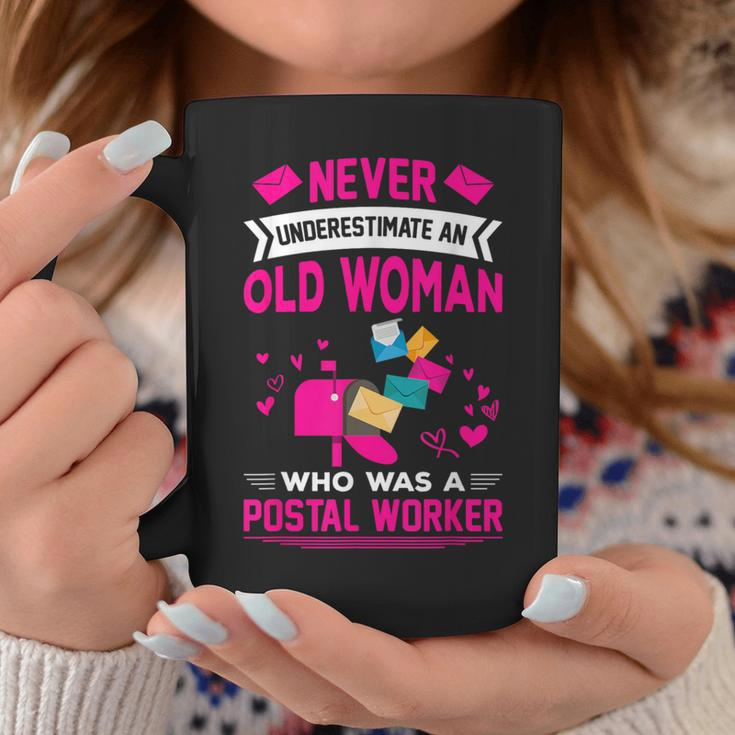 Never Underestimate A Woman Postal Worker Retired Retirement Coffee Mug Unique Gifts