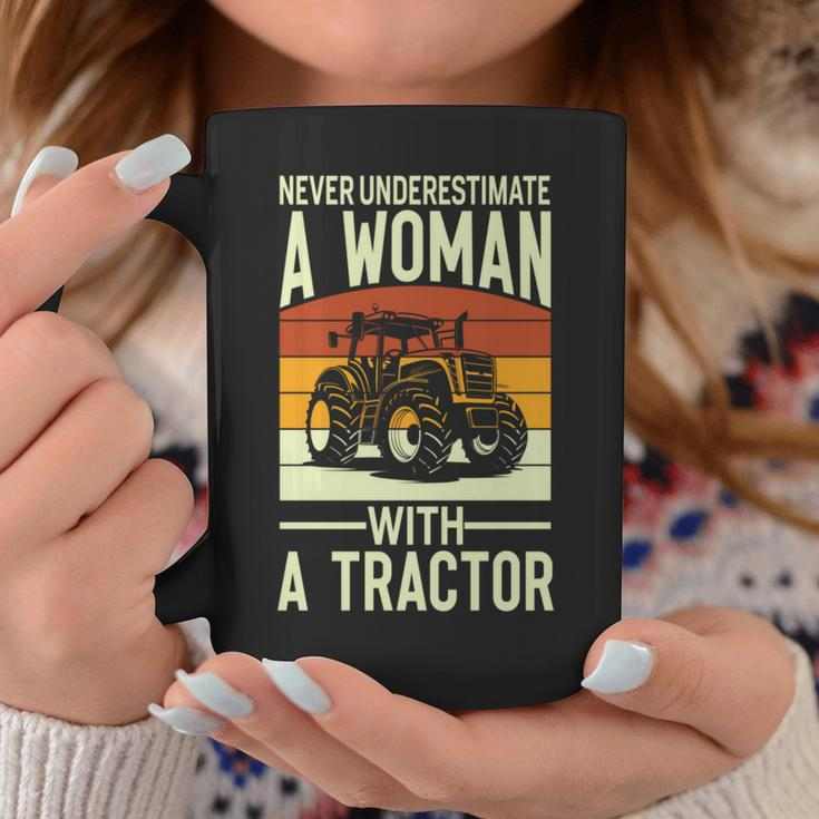 Never Underestimate A Woman With A Tractor Farmer Coffee Mug Funny Gifts