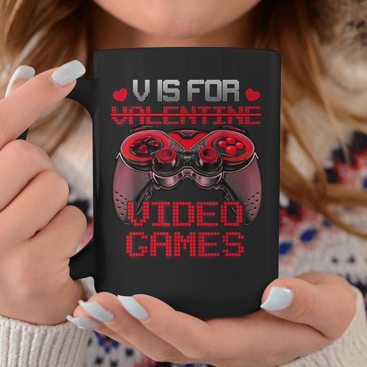 V Is For Video Games Controller Valentines Day Boys Mens Coffee Mug Unique Gifts