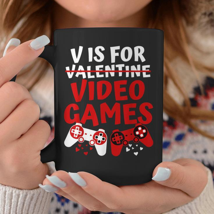 V Is For Video Games Valentines Day Gamer Boy Men Coffee Mug Unique Gifts