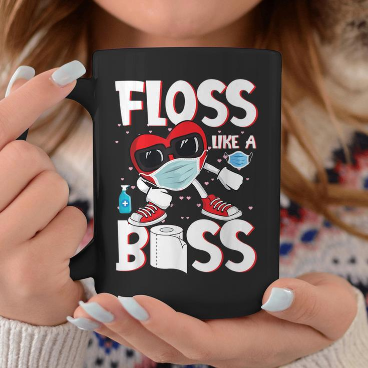 Valentines Day Floss Like A Boss Heart In A Mask Boys Kids Coffee Mug Unique Gifts