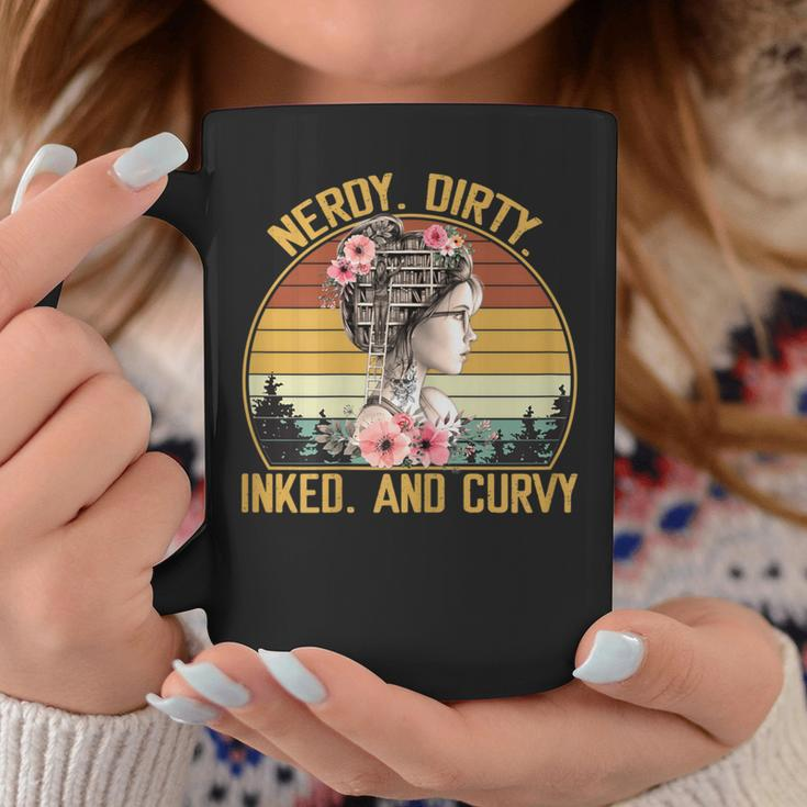 Vintage Books Lover Tattooed Girl Nerdy Dirty Inked Curvy Coffee Mug Unique Gifts