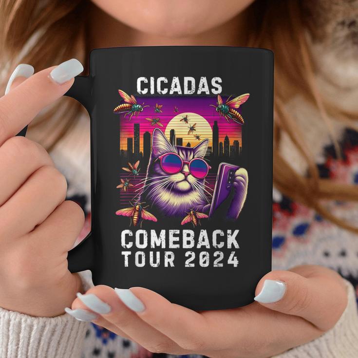 Vintage Cat Selfie With Cicada Comeback Summer Tour 2024 Coffee Mug Unique Gifts