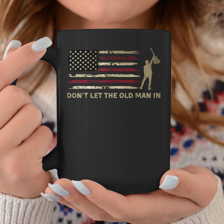 Vintage Don't Let The Old Man In American Flag Guitar Coffee Mug Unique Gifts