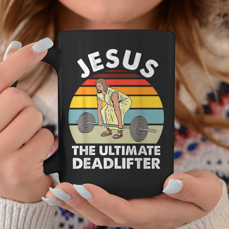 Vintage Jesus The Ultimate Deadlifter Gym Bodybuliding Coffee Mug Unique Gifts