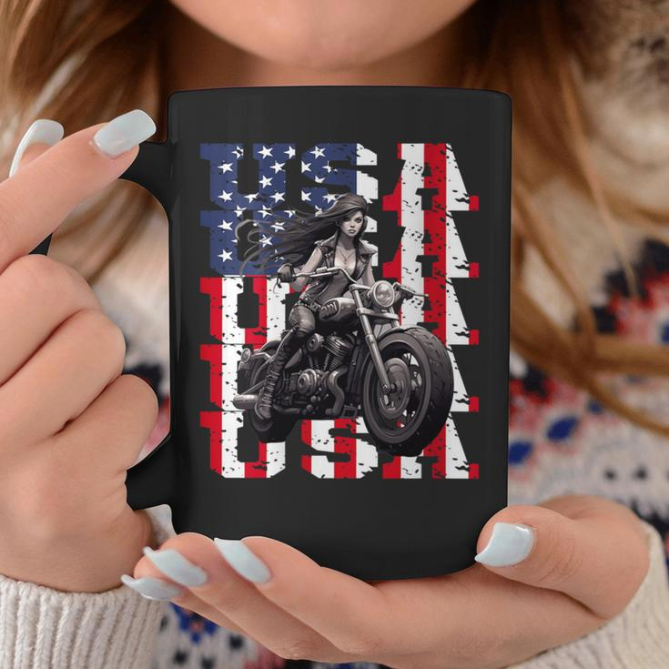 Vintage Motorcycle American Flag Helmet Biker Coffee Mug Unique Gifts