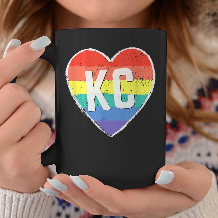 Vintage Rainbow Heart Kc Coffee Mug Unique Gifts