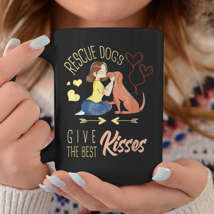 Vintage Rescue Dogs Give The Best Kisses Adopted Dog Lovers Coffee Mug Unique Gifts