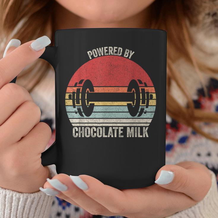Vintage Retro Powered By Chocolate Milk Weight Lifting Coffee Mug Unique Gifts