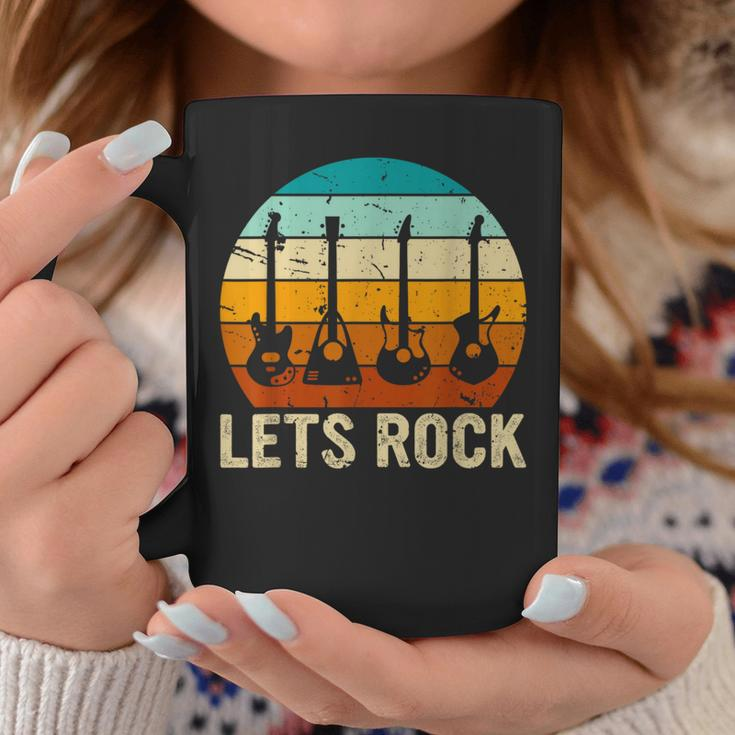 Vintage Retro Lets Rock Rock And Roll Guitar Music Coffee Mug Funny Gifts