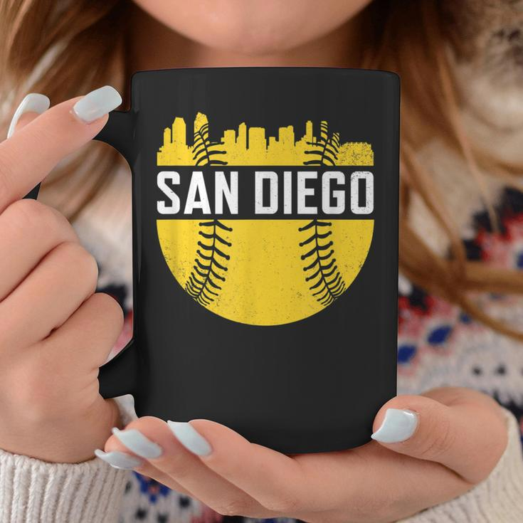 Vintage San Diego Sd Downtown Skyline Game Day Padre Coffee Mug Unique Gifts